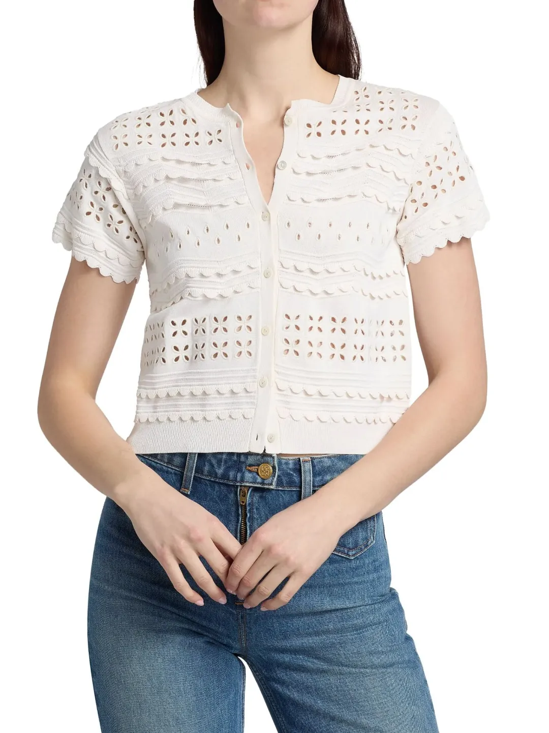 Abriana Eyelet Knit Cardigan