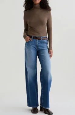 Adria Low-Rise Wide Leg Jeans in Headline