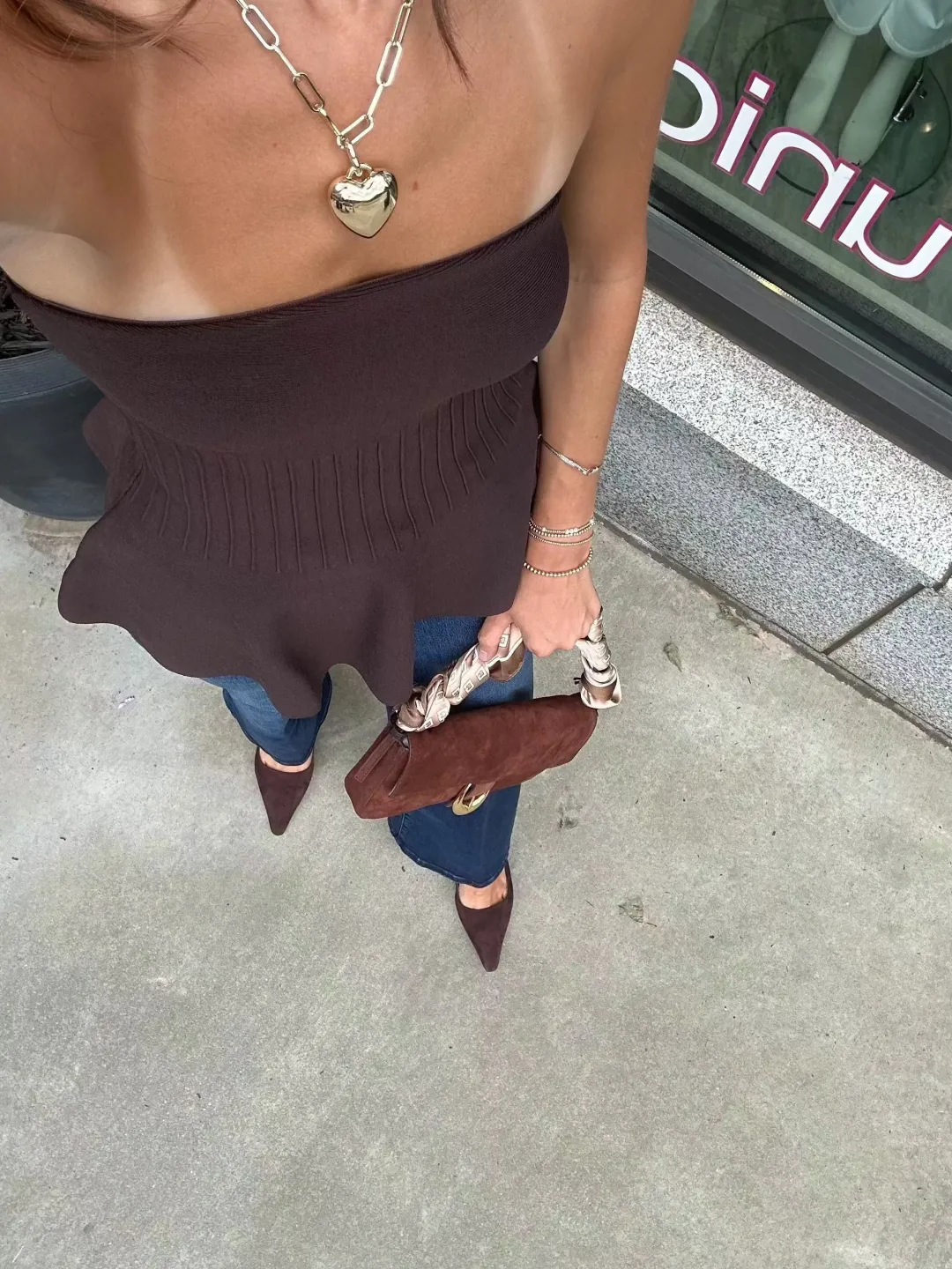 Aurelie Puffy Heart Link Necklace