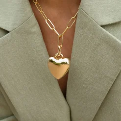 Aurelie Puffy Heart Link Necklace