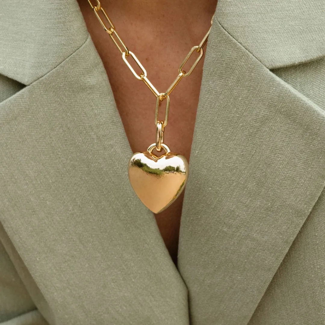 Aurelie Puffy Heart Link Necklace