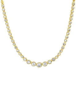 Bezel Set Graduated Tennis Necklace
