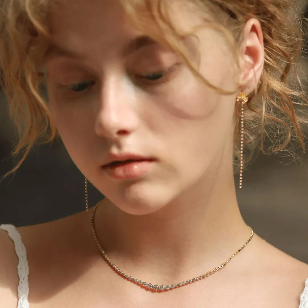 Bezel Set Graduated Tennis Necklace