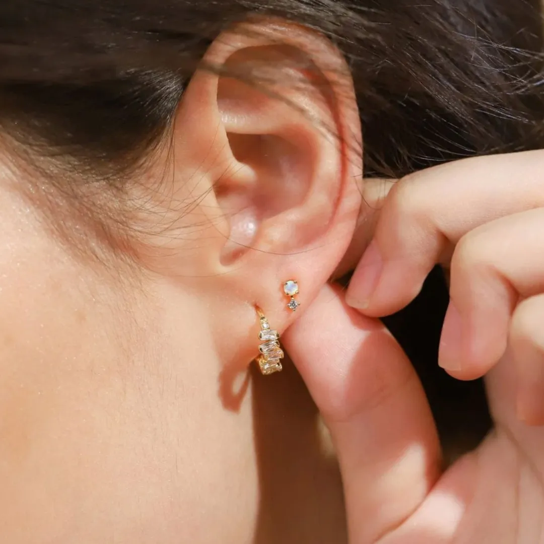 Bezel Set Pear Charm Earrings