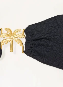 Black Palm Trees Bikini Top