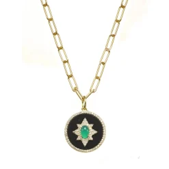 Black/Green Onyx Pendant Necklace