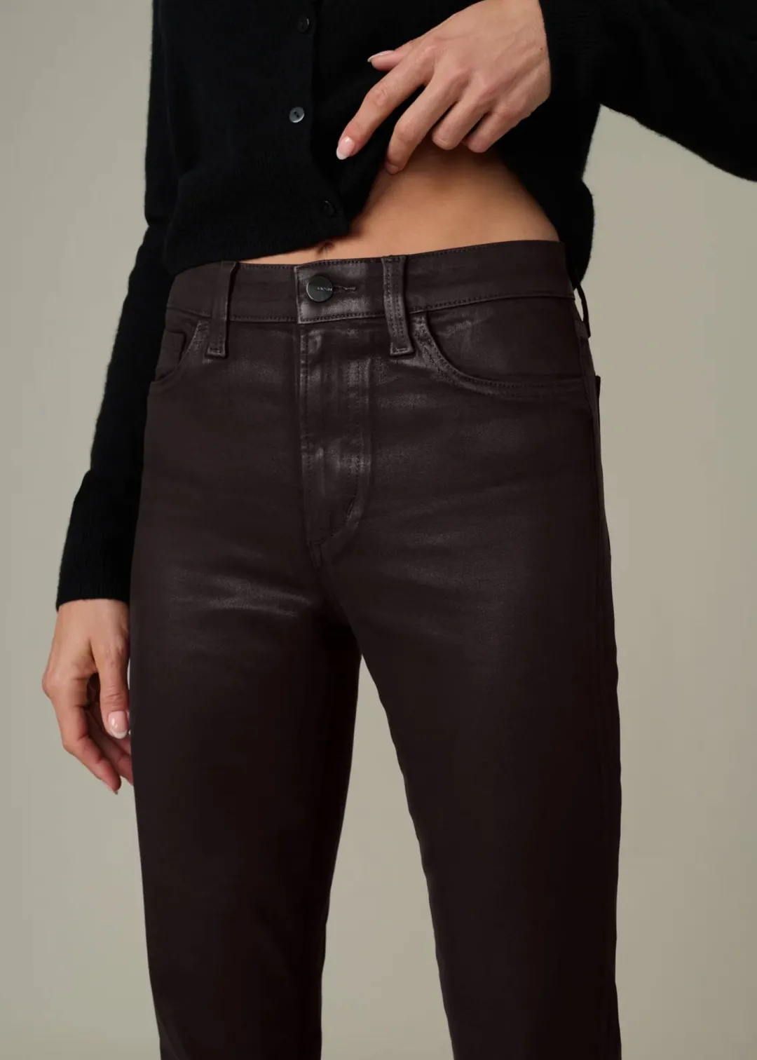 Callie Cropped Bootcut Coated Jeans