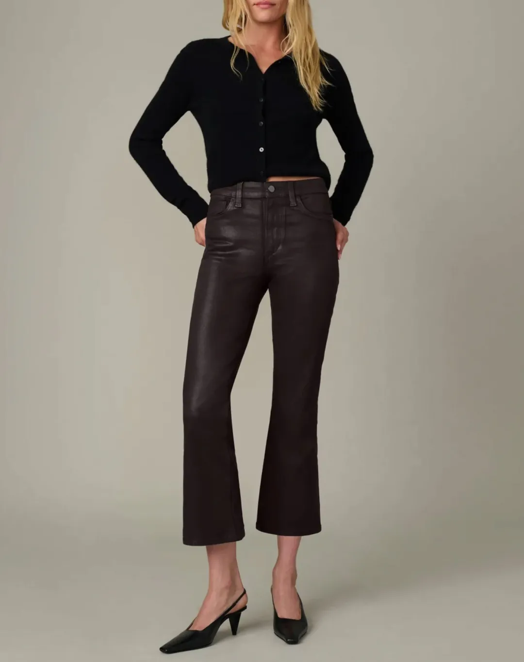 Callie Cropped Bootcut Coated Jeans