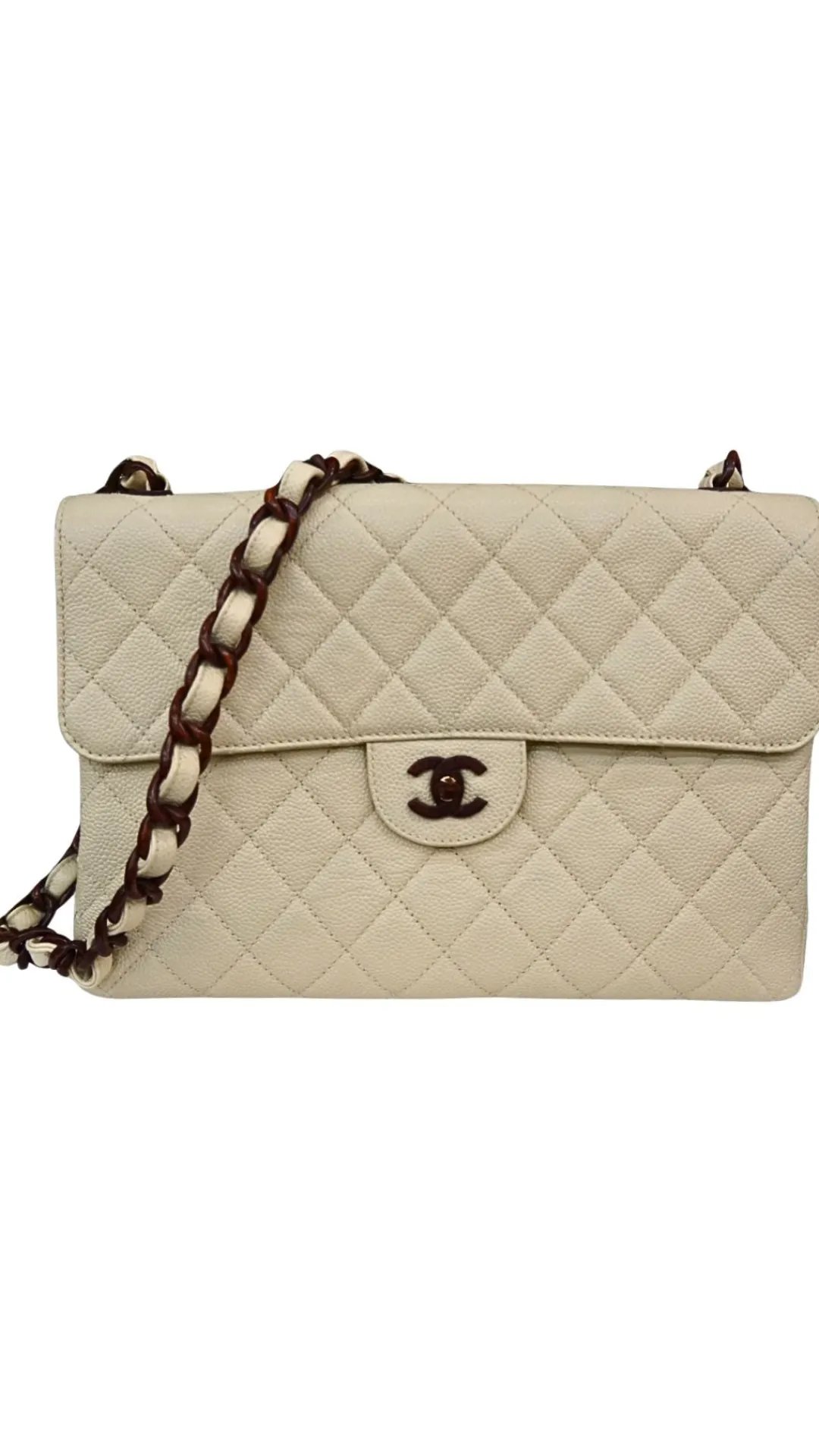 Chanel Classic Caviar With Wood Strap