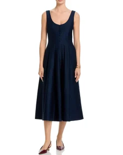 Cotton Sateen Midi Dress