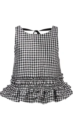 Crinkled Taffeta Frill Top