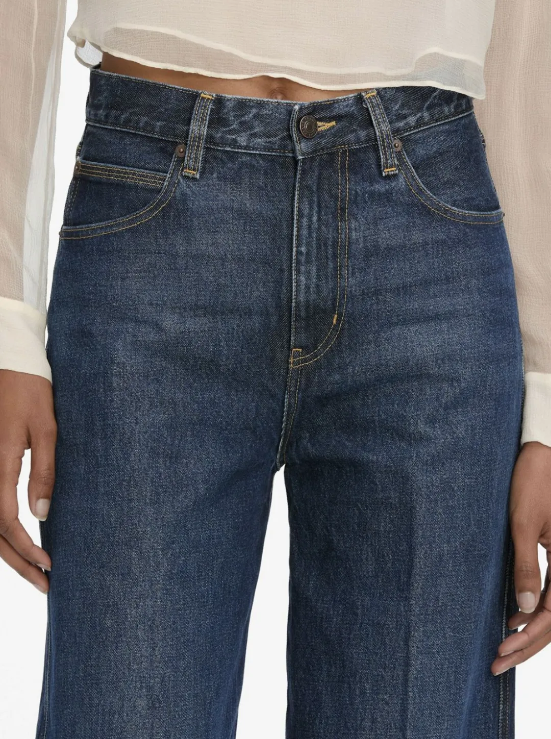 Cuffed Wide Leg Jeans in Spencer