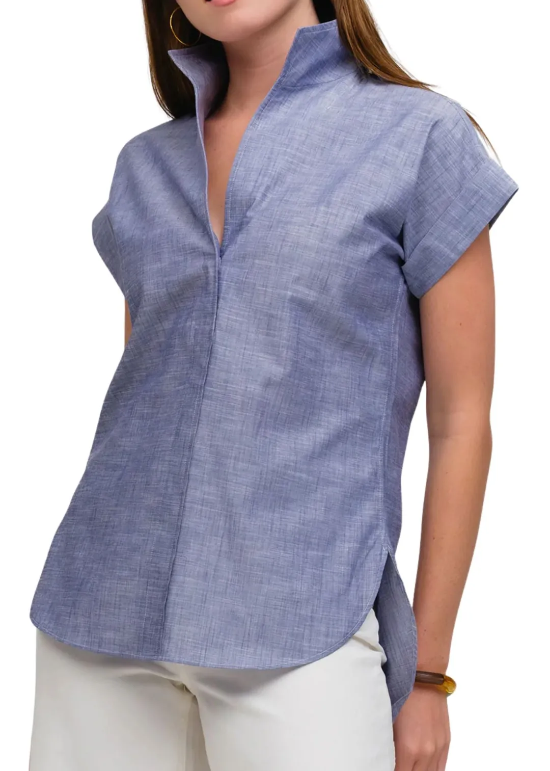 Denim Cap Sleeve Top