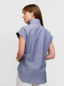 Denim Cap Sleeve Top