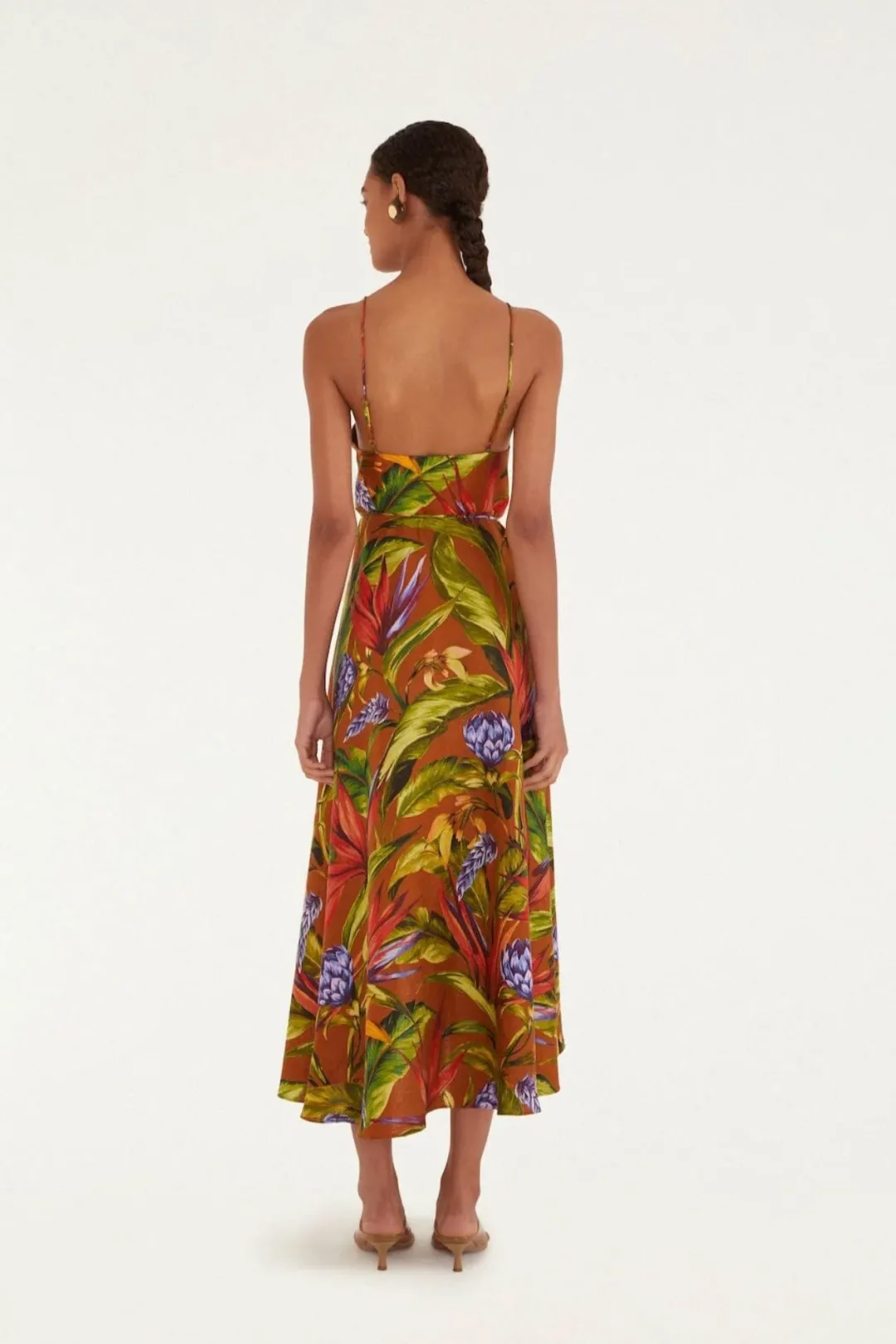Florart Brown Midi Wrap Dress