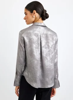 Flowy Wide Collar Button Down