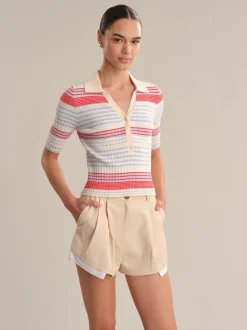 Giselle Textured Stripe Polo