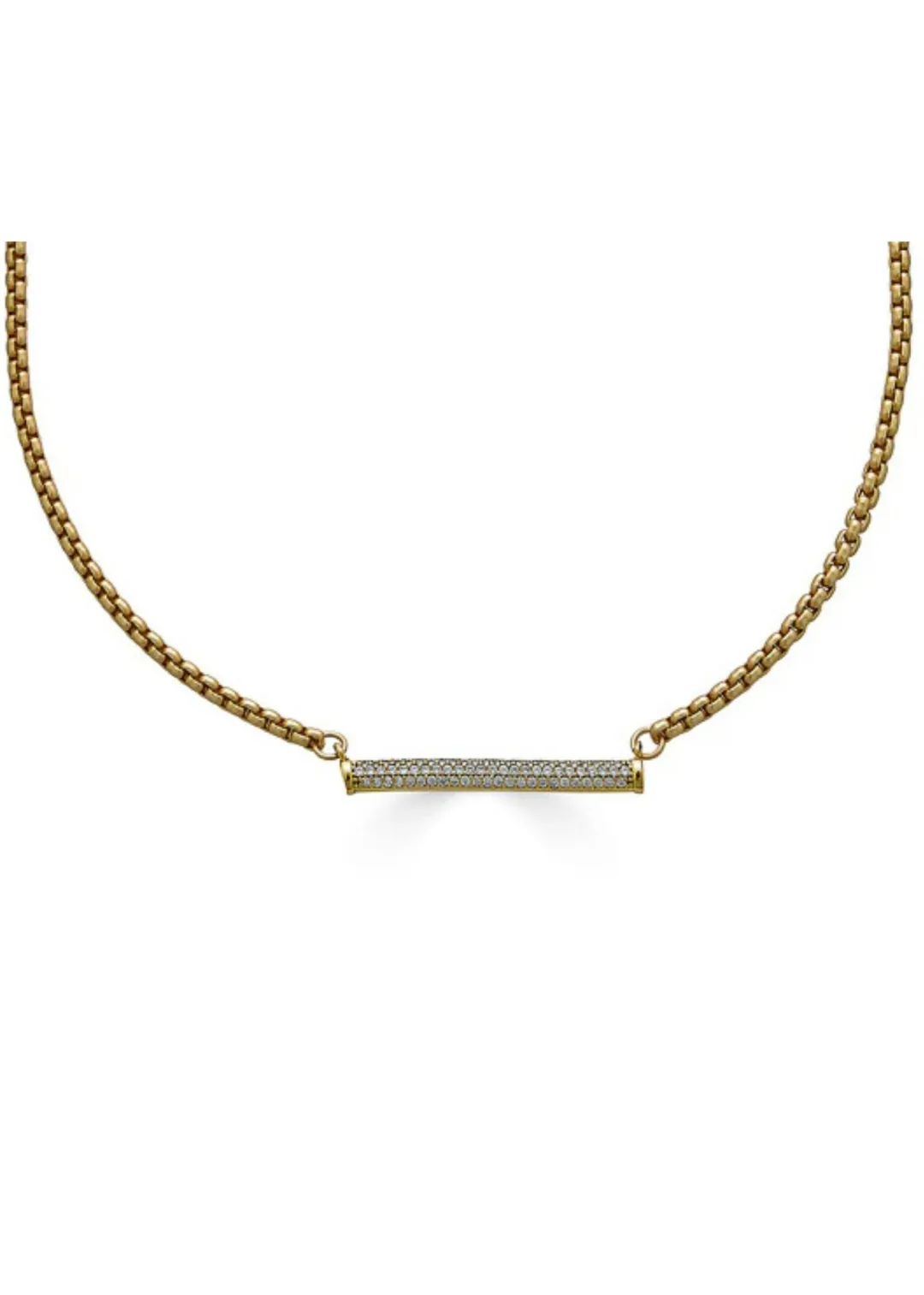 Gold Pave Bar Necklace