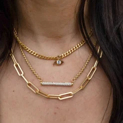Gold Pave Bar Necklace
