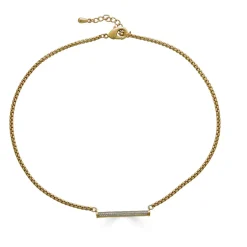 Gold Pave Bar Necklace