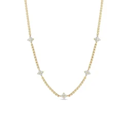 14k 5 Prong Diamond Box Chain Necklace