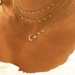 14k Bezel Layering Necklace