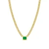 14k Curb Chain Emerald Necklace