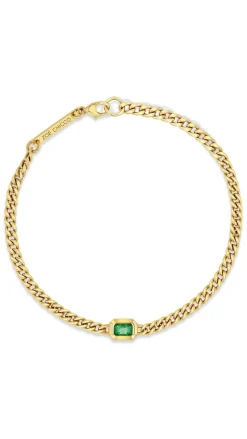 14k Curb Emerald Bracelet