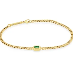 14k Curb Emerald Bracelet