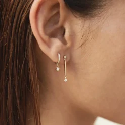 14k Dangling Pave Diamond Earrings