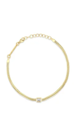 14k Emerald Cut Chain Bracelet