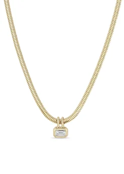 14k Emerald Cut Pendant Necklace