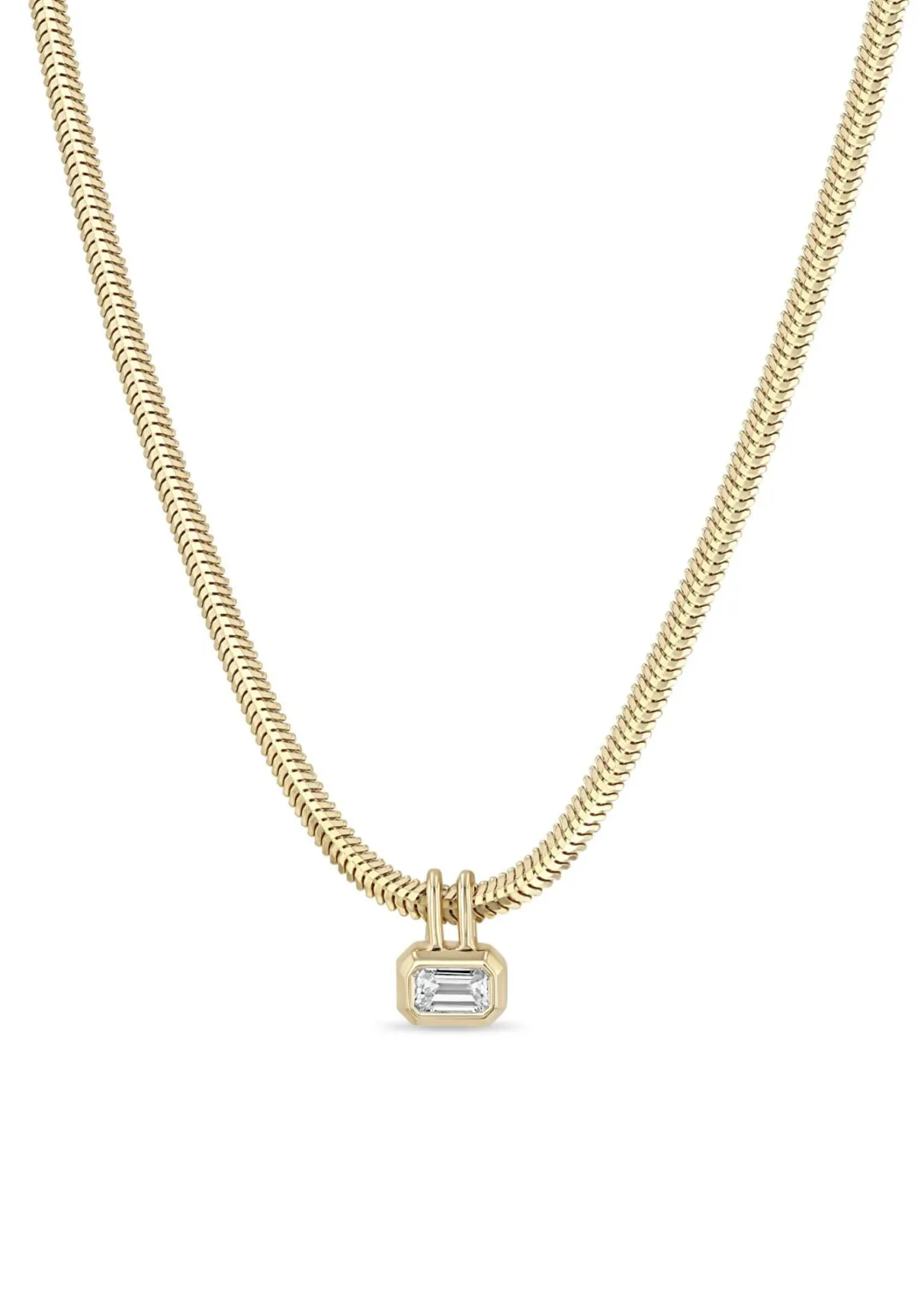 14k Emerald Cut Pendant Necklace