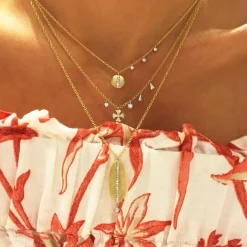 14k Encrusted Disc Necklace