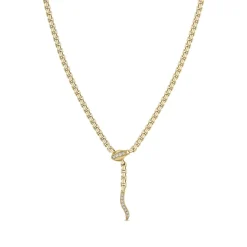 14k Pave Diamond Serpent Necklace