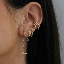 14k Spiked Hinge Huggie Earrings