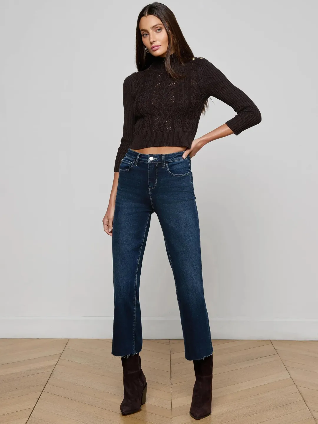 Kendra High Rise Crop Flare Jeans