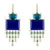 Lapis Opal Emerald Diamond Earrings
