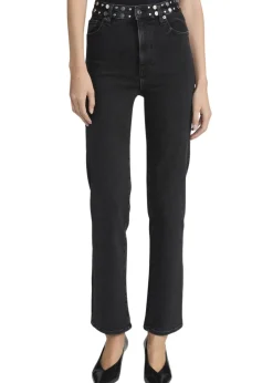 Le Sleek Straight Studded Jeans