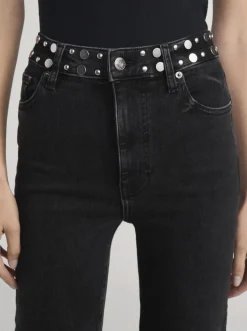 Le Sleek Straight Studded Jeans