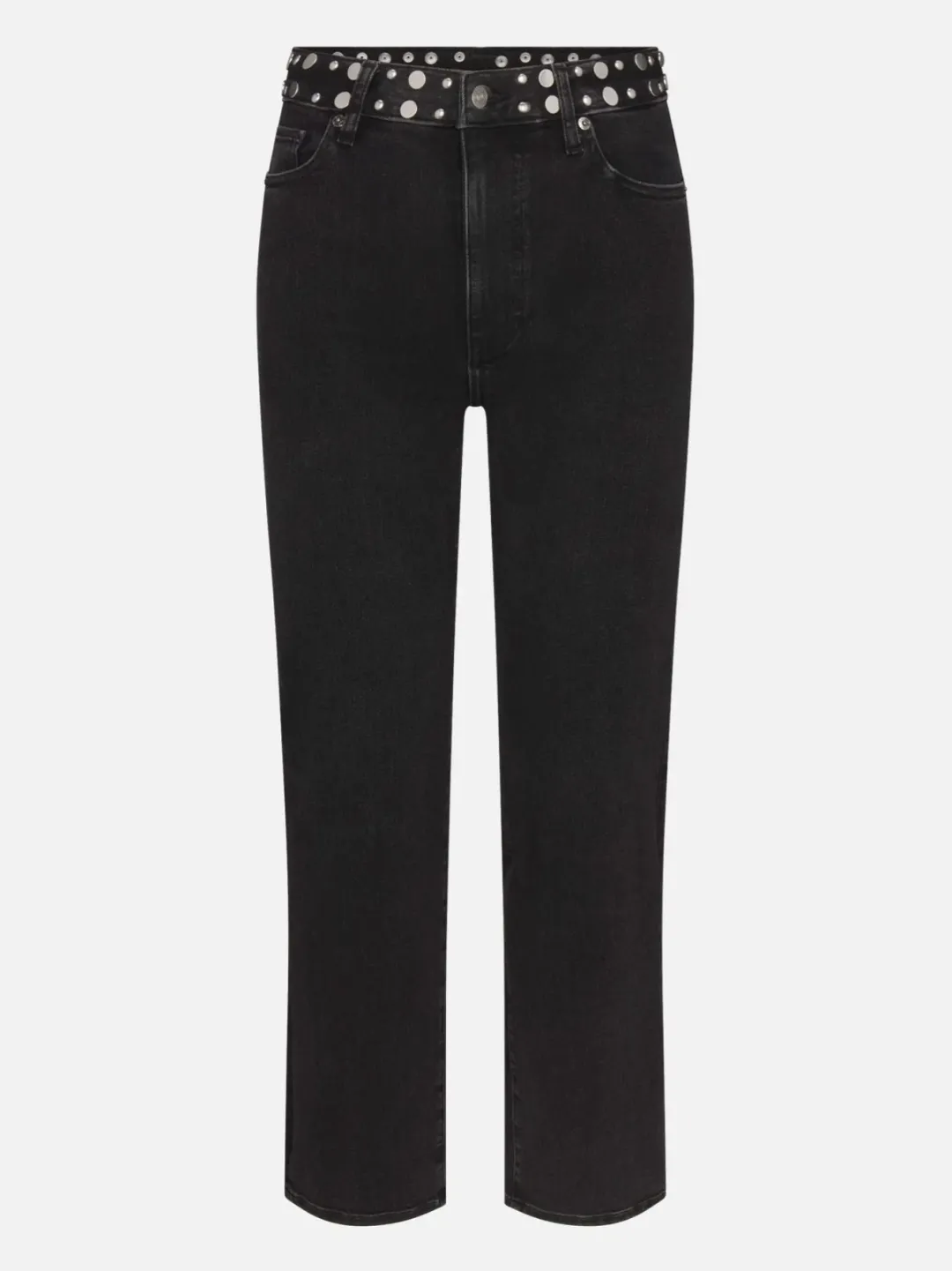 Le Sleek Straight Studded Jeans