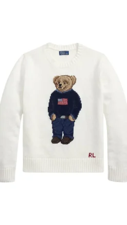 Linen Crewneck Bear Sweater