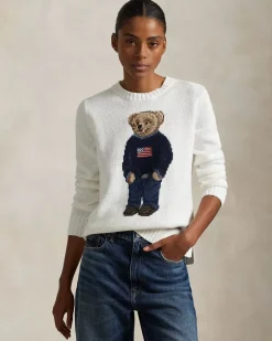Linen Crewneck Bear Sweater