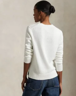 Linen Crewneck Bear Sweater