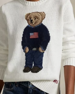 Linen Crewneck Bear Sweater