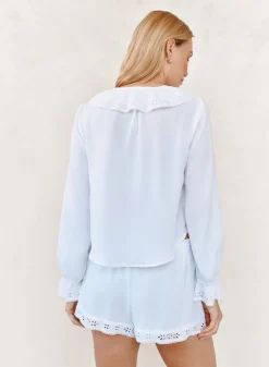 Long Sleeve Tie Neck Ruffle Top