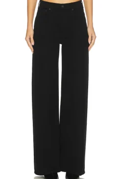 Lyra Long Wide Leg Jeans in Plush Black