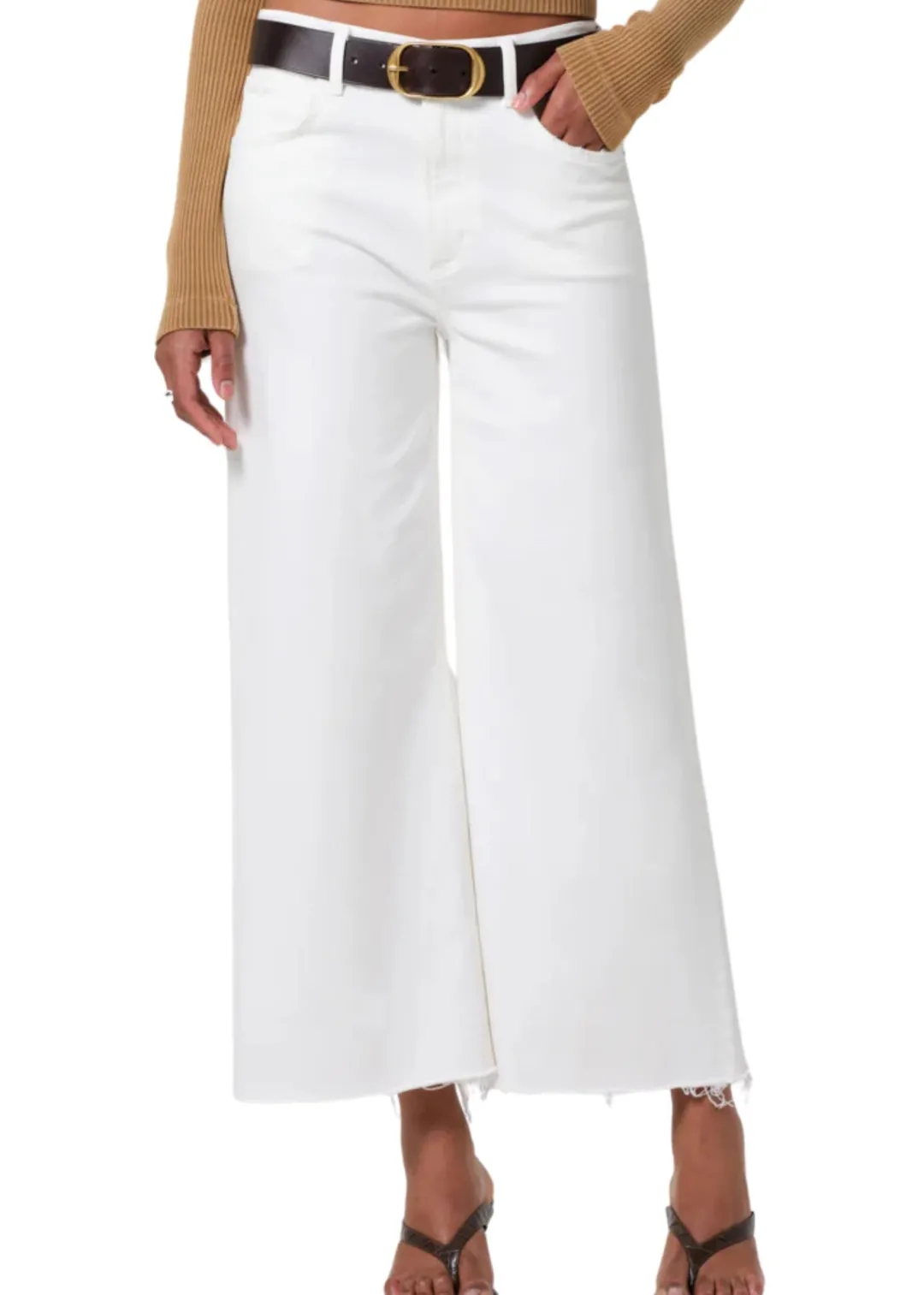 Lyra Wide Leg Crop Jeans in Soft White