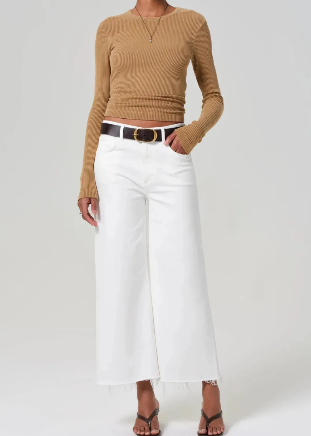 Lyra Wide Leg Crop Jeans in Soft White