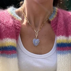 Malene Blue Lace Clip Necklace